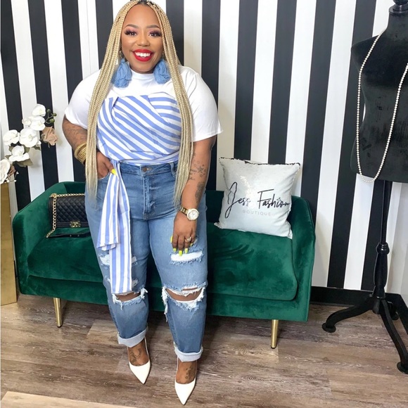 Blue and White Striped Shirt - Picture 3 of 3